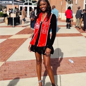 Pretty Little Thing Black Velvet Dress with Rhinestone Trim